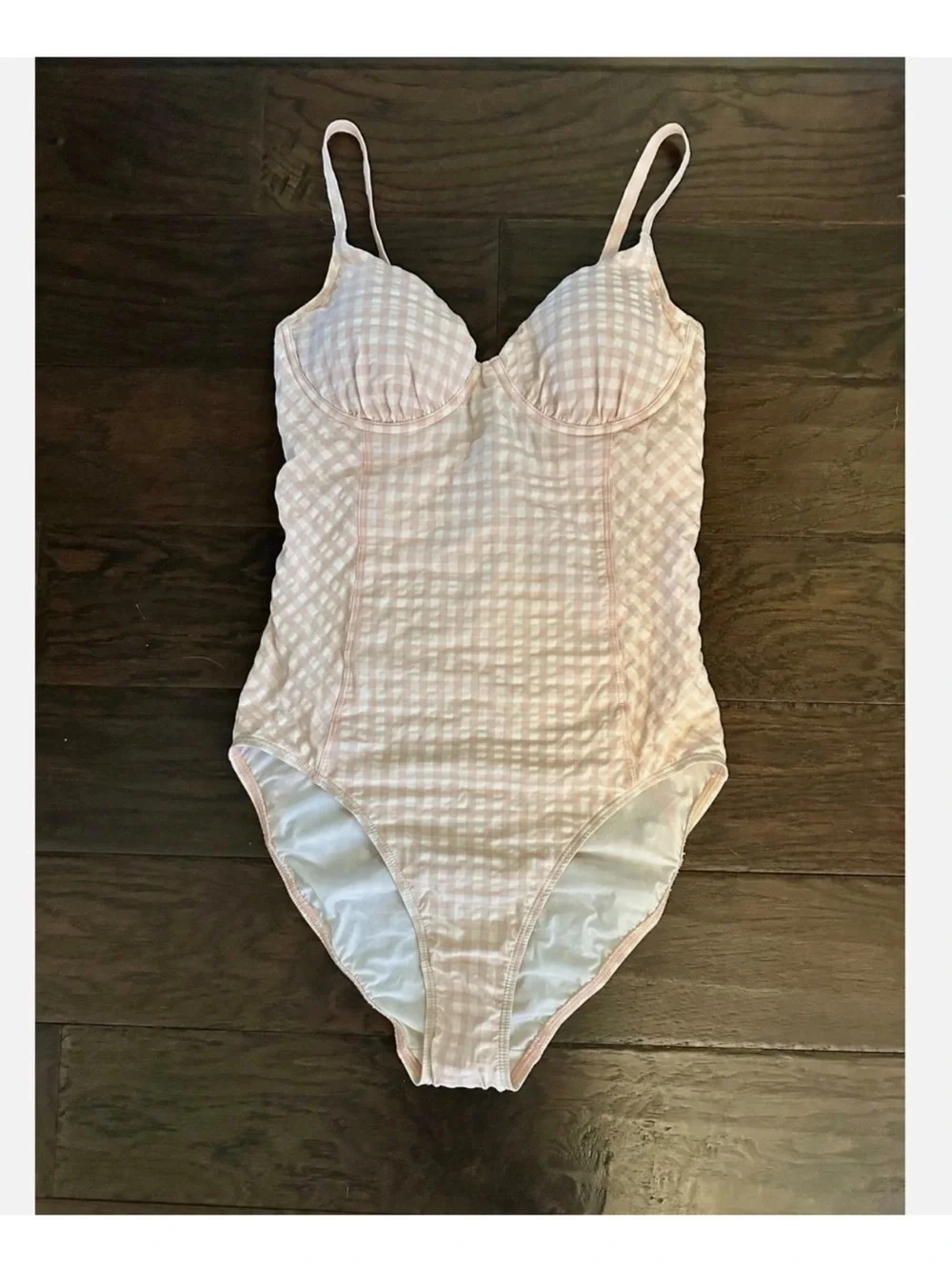 Tory Burch Women's Pink Gingham One-Piece Underwire Swimsuit Size S